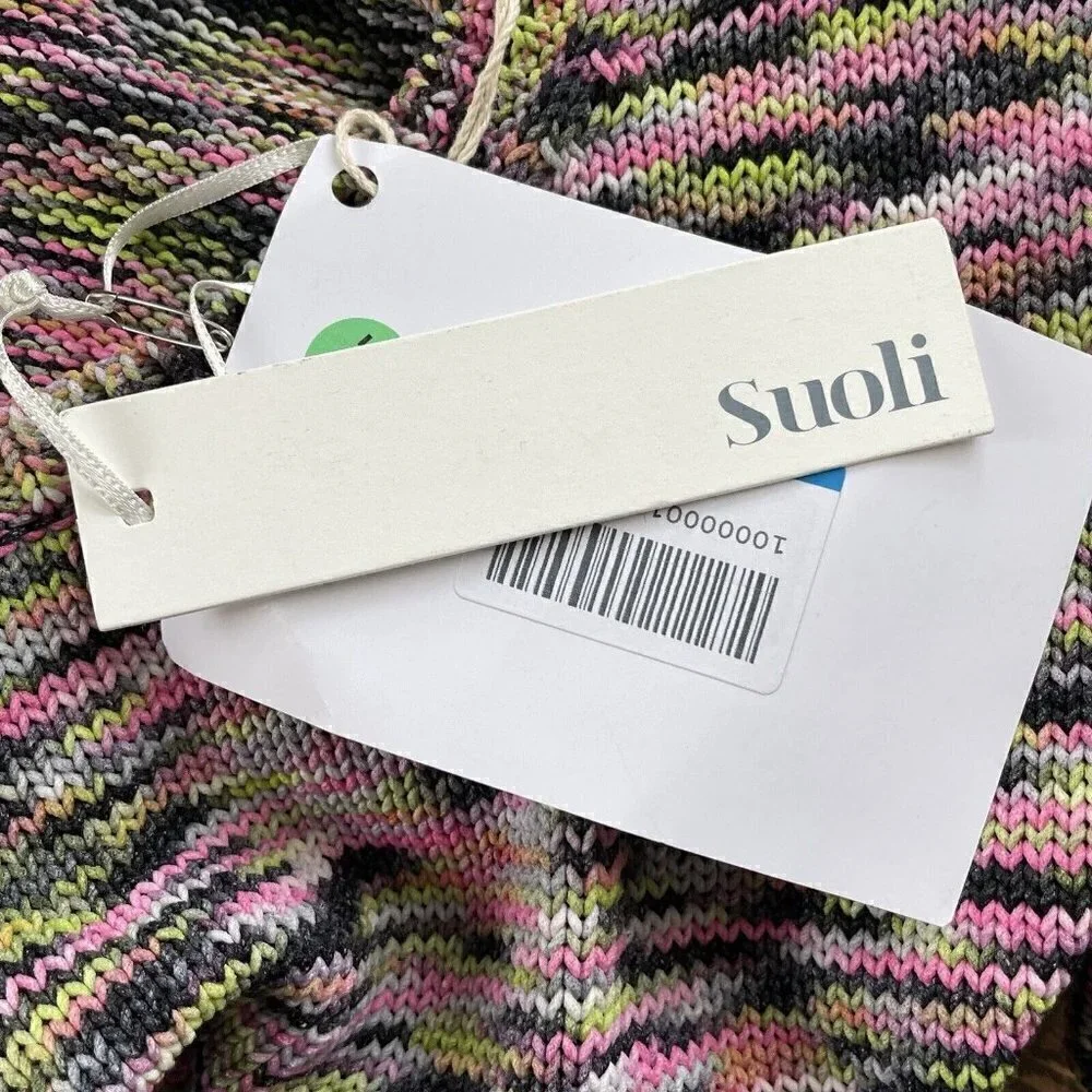 Suoli Womens Space Dye Sweater Sz IT 40 US S Pink Green Gray Cotton Vback Jumper